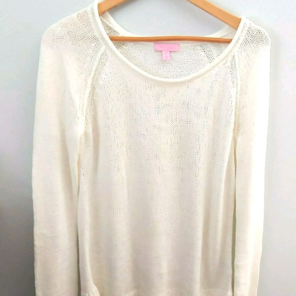 Lilly Pulitzer Cream Lightweight Scoop Neck Sweater